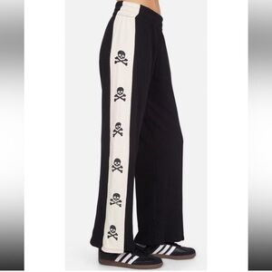 Lauren Moshi Skull & Crossbones Tawny Sweatpants Black / Bone Size Small Goth